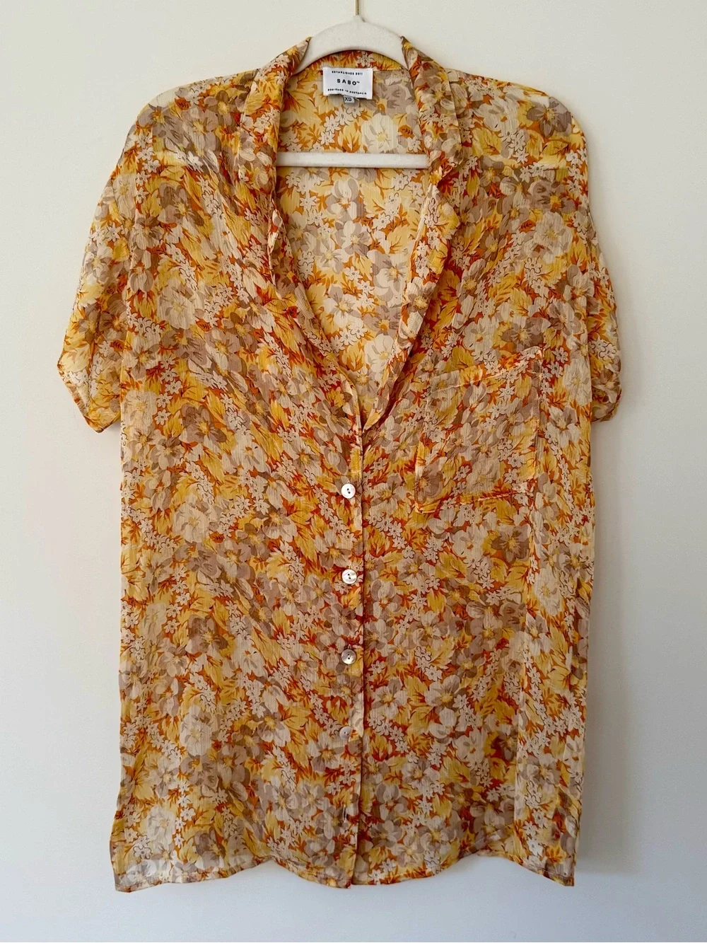 Sabo Skirt Reece Cami Dress & Matching Button Down Shirt Set, Yellow Floral – XS